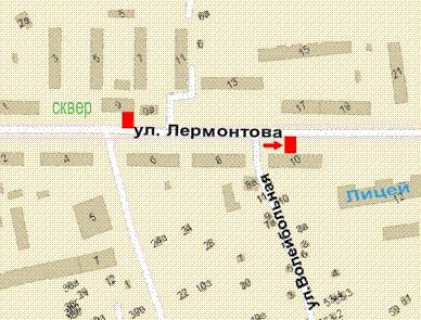 Бэклайт A в Кривом Роге, 1.2x1.8  Лермонтова вул., 10 схема