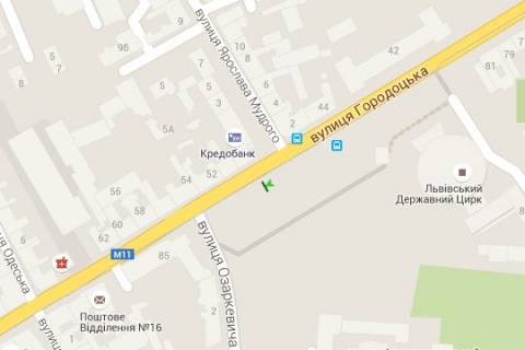 Бэклайт B в Васильевке, 2.3x3.14  Городоцька вул. - Ярослава Мудрого вул. (від центру) схема