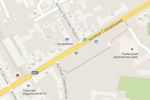 Бэклайт B в Львове, 2.3x3.14  Городоцька вул. - Ярослава Мудрого вул. (від центру) схема