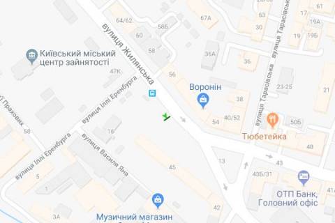 Бэклайт A в Киеве, 1.2x1.8  Жилянська вул., 45  схема