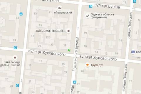 Сiтiлайт B у Одесі, 1.2x1.8  Жуковського вул., 18 - Пушкінська вул. схема