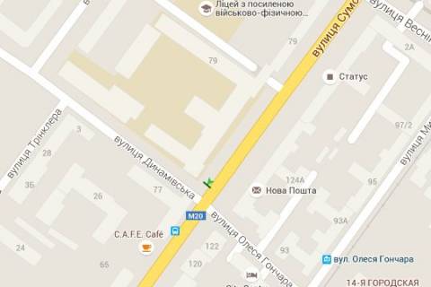 Бэклайт A в Харькове, 1.2x1.8  Сумська вул. - Динамівська вул. схема