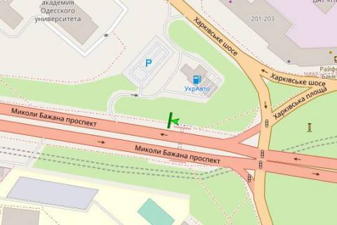 Білборд, Бігборд (Борд)  A у Києві, 3x6  Миколи Бажана просп., 196, навпроти (у напрямку Південного мосту) схема