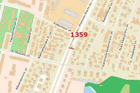 Билборд B в Львове, 3x6  Княгині Ольги вул., 39 схема