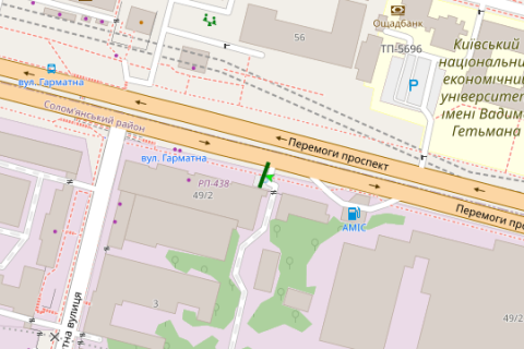 Билборд B в Васильевке, 3x6  Перемоги просп., 49/2 - Гарматна вул. схема