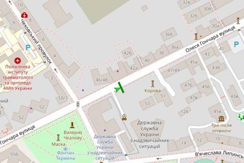Бэклайт A в Киеве, 1.2x1.8  Олеся Гончара вул., 53 схема