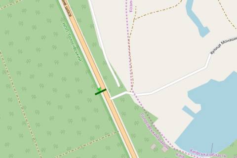 Билборд A в Київських трасах, 3x6  Столичне шосе, 100 метрів до повороту вул.Монашинська (оздоровчий комплекс "БАШТА") (у напрямку Обухова) схема