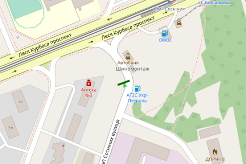 Білборд, Бігборд (Борд)  B у Василівці, 3x6  Сім`ї Сосніних вул. - Леся Курбаса просп., напроти "АвтоБаня" (в напрямку Леся Курбаса) схема