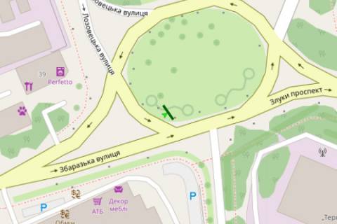 Билборд A в Тернополе, 3x6  Збаразька вул. - Злуки просп. схема