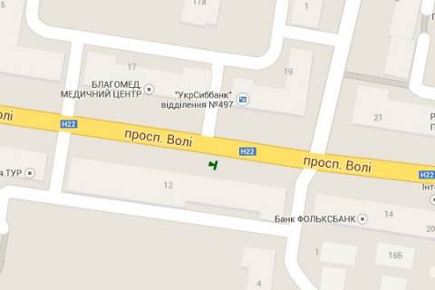 Ситилайт A в Луцке, 1.2x1.8  Волі просп., 12 (№2) схема