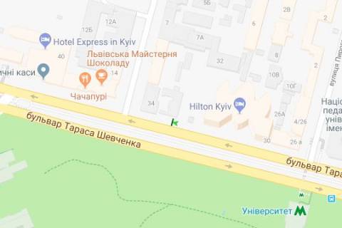 Беклайт A у Києві, 1.2x1.8  Шевченка Тараса бульв., 34 схема
