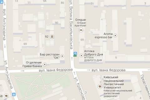 Ситилайт B в Васильевке, 1.2x1.8  Велика Васильківська вул., 71 - Івана Федорова вул., - зупинка гром.транспорту схема