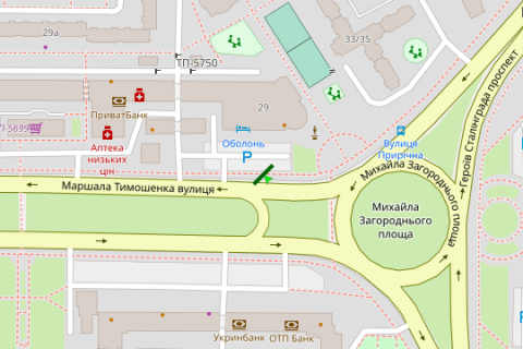 Видеоборд A в Киеве, 2.3x3.14  Левка Лук'яненка вул., 29 Б (ТТ 4.8 676х468) - 390547 схема