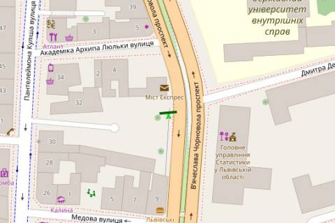 Бэклайт B в Львове, 2.3x3.14  Вячеслава Чорновола просп., 31 (від центру) схема