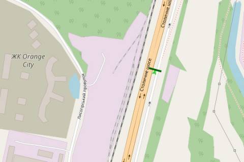 Билборд A в Киеве, 3x6  Столичне шосе, 1,5 км до Південого мосту (у напрямку Південого мосту) схема