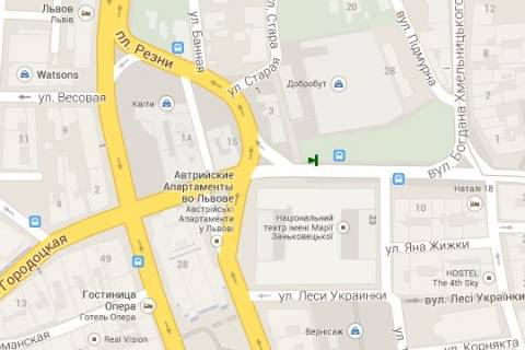 Бэклайт B в Львове, 1.2x1.8  Князя Ярослава Осмомисла пл. - Театральна вул., (№1) схема