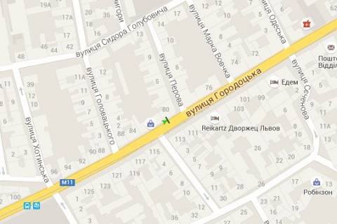 Бэклайт B в Львове, 1.2x1.8  Василя Перова вул. - Городоцька вул., 80 (в центр) схема