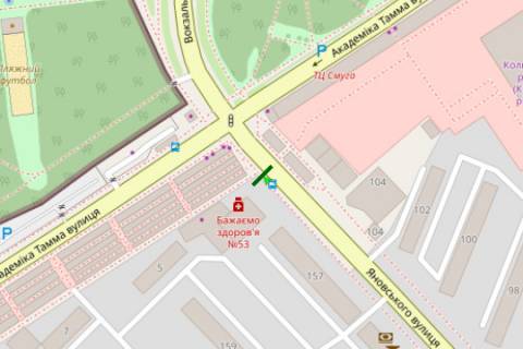 Білборд, Бігборд (Борд)  B у Кропивницький (Кіровоград), 3x6  Яновського вул. - Академіка Тамма вул. схема