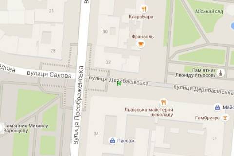 Беклайт B у Одесі, 1.2x1.8  Дерибасівска вул., 33 - Преображенська вул. схема