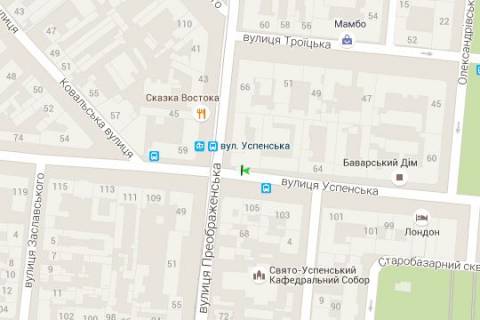 Бэклайт A в Одессе, 1.2x1.8  Успенська вул. - Преображенська вул., 66 схема
