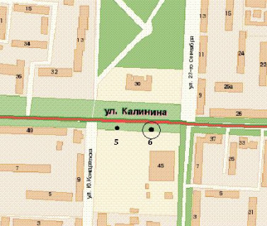 Бэклайт B в Полтаве, 1.2x1.8  вул. Івана Мазепи (Калініна) 45 (№2) схема