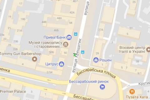 Ситилайт B в Киеве, 1.2x1.8  Хрещатик вул., 50 схема