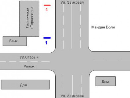 Бэклайт A в Тернополе, 1.2x1.8  Замкова вул., 14 схема