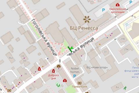 Бэклайт A в Киеве, 1.2x1.8  Бульварно-Кудрявська вул., 26  схема