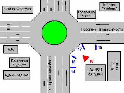 Сiтiлайт A у Чернівцях, 1.2x1.8  Незалежності просп. - Героїв Майдану вул., 71 (ПОЛІТИКА НІ) схема