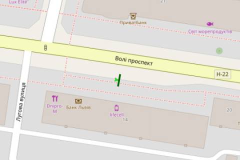 Ситилайт A в Луцке, 1.2x1.8  Волі просп., 14 (№2) схема