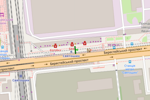 Видеоборд A в Киеве, 4x8  Берестейський просп.,  ст.метро "Святошин",біля ринку ((розширення 768х384)) - 616435 схема