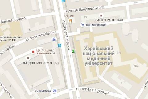 Бэклайт B в Харькове, 1.2x1.8  Науки просп. (Леніна просп.), 4 (№2) схема