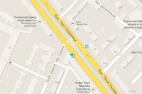 Бэклайт B в Киеве, 1.2x1.8  Лесі Українки бульв., 24 - Коновальця Євгена вул. (Щорса вул.), ;_зупинка громадського транспорту схема