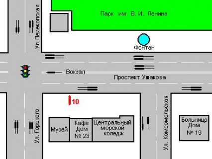 Бэклайт A в Херсоне, 1.2x1.8  Ушакова просп., 23 схема