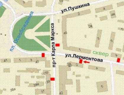 Бэклайт B в Кривом Роге, 1.2x1.8  Лермонтова вул., 2 схема