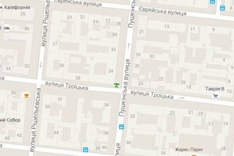 Ситилайт A в Одессе, 1.2x1.8  Пушкінська вул., 34 - Троїцька вул. схема