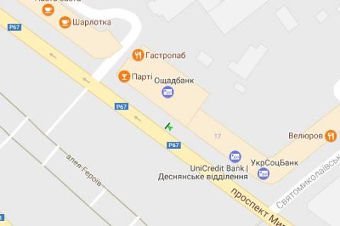 Беклайт A у Чернігові, 1.2x1.8  Миру просп., 17 (№2) схема