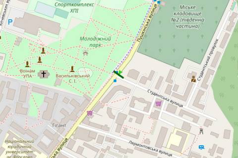Бэклайт B в Харькове, 2.3x3.14  Григорія Сковороди вул. - Студентська вул., (№1) схема