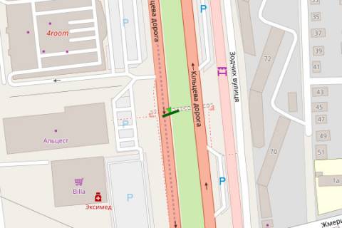 Бэклайт A в Киеве, 8x4  Велика Кільцева дорога, на розподілювачі напроти Альцест (у напрямку Одеської пл.) схема