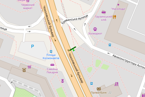 Видеоборд A в Киеве, 2.3x3.14  Чоколівський бульв. - Авіаконструктора Антонова вул. (ТТ 6.8 484х352) - 616289 схема
