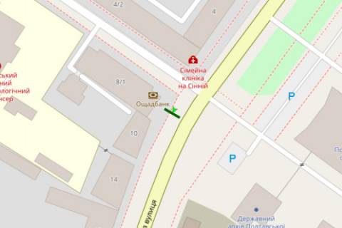 Билборд A в Полтаве, 3x6  Сінна вул. - Капітана Володимира Кісельова вул., (готель Київ) схема