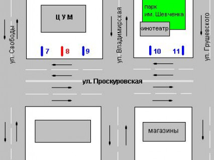 Бэклайт B в Хмельницком, 1.2x1.8  Проскурівська вул. - Свободи вул. схема