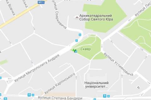 Бэклайт A в Львове, 1.2x1.8  Святого Юра пл., 1 схема