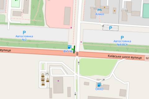 Білборд, Бігборд (Борд)  B у Полтаві, 3x6  Київське шосе - 23 Вересня вул. схема