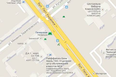 Беклайт B у Києві, 1.2x1.8  Лесі Українки бульв., 26 площа навпроти ЦВК України, ліворуч -зупинка громадського транспорту схема