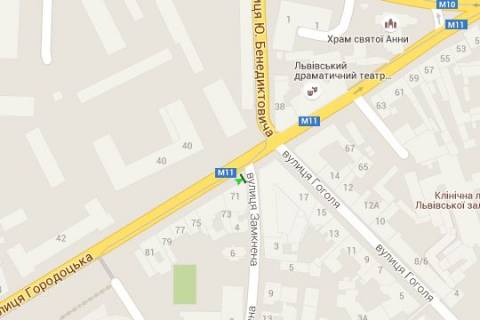 Бэклайт A в Львове, 1.2x1.8  Городоцька вул., 71 - Замкнена вул. (в центр) схема