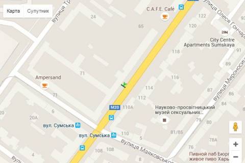 Бэклайт A в Харькове, 1.2x1.8  Сумська вул., 73 схема