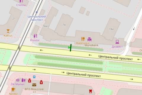 Ситилайт B в Николаеве, 1.2x1.8  Центральний просп. (Леніна просп.), 74 схема