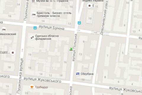 Бэклайт A в Одессе, 1.2x1.8  Польська вул., 14 - Строкатої Ніни вул. (Буніна) схема
