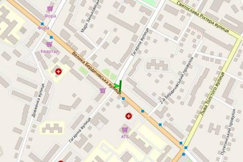 Билборд A в Житомире, 3x6  Велика Бердичівська вул. - Юрія Вороного вул. схема